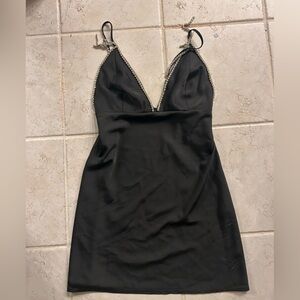 Zara Black Mini Dress with Silver Accents